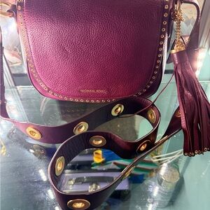 Michael Kors Plum Crossbody Bag with Gold Accents